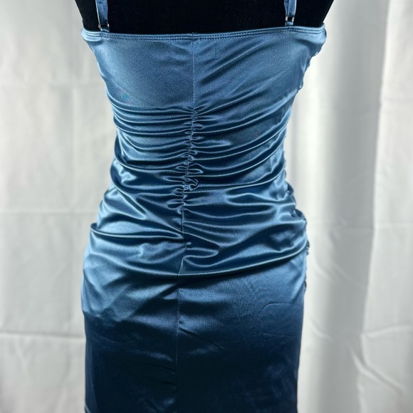 Sold-Emerald Sundae Juniors Emma Womens Satin Ruched Sheath Dress Size 5 - Picture 3 of 5